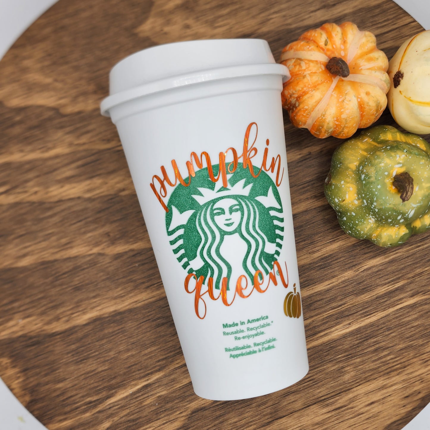 Starbucks Hot Cup with Pumpkin Queen decal. Reusable cup. Coffee Tumbler. Coffee Cup. Hot Cup. Fall. Pumpkin.