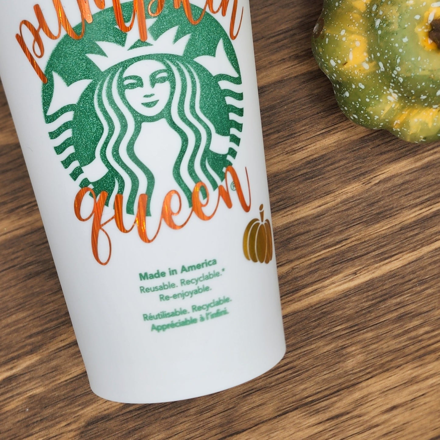 Starbucks Hot Cup with Pumpkin Queen decal. Reusable cup. Coffee Tumbler. Coffee Cup. Hot Cup. Fall. Pumpkin.