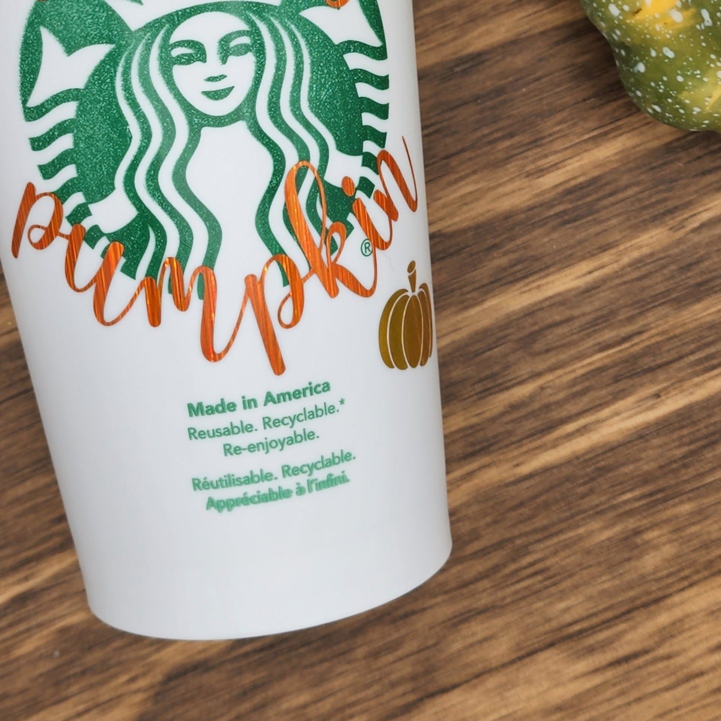 Starbucks Hot Cup with Morning Pumpkin decal. Reusable cup. Coffee Tumbler. Coffee Cup. Hot Cup. Fall. Pumpkin.