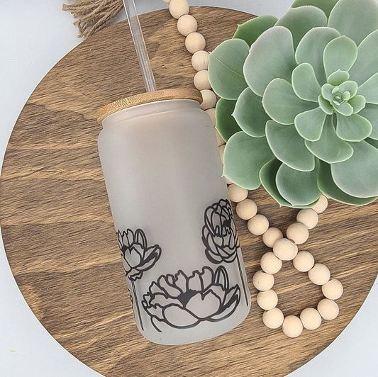 Beer Can Glass Gift for Her, Custom Designs, Iced Coffee Glass